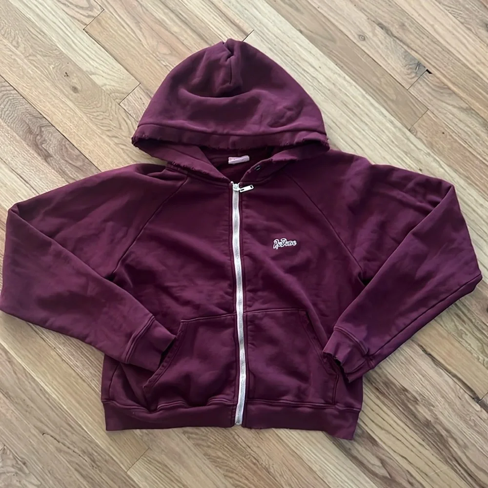 NWOT Redone Chain Stitch Distressed Hoodie Size Large - Picture 2 of 9